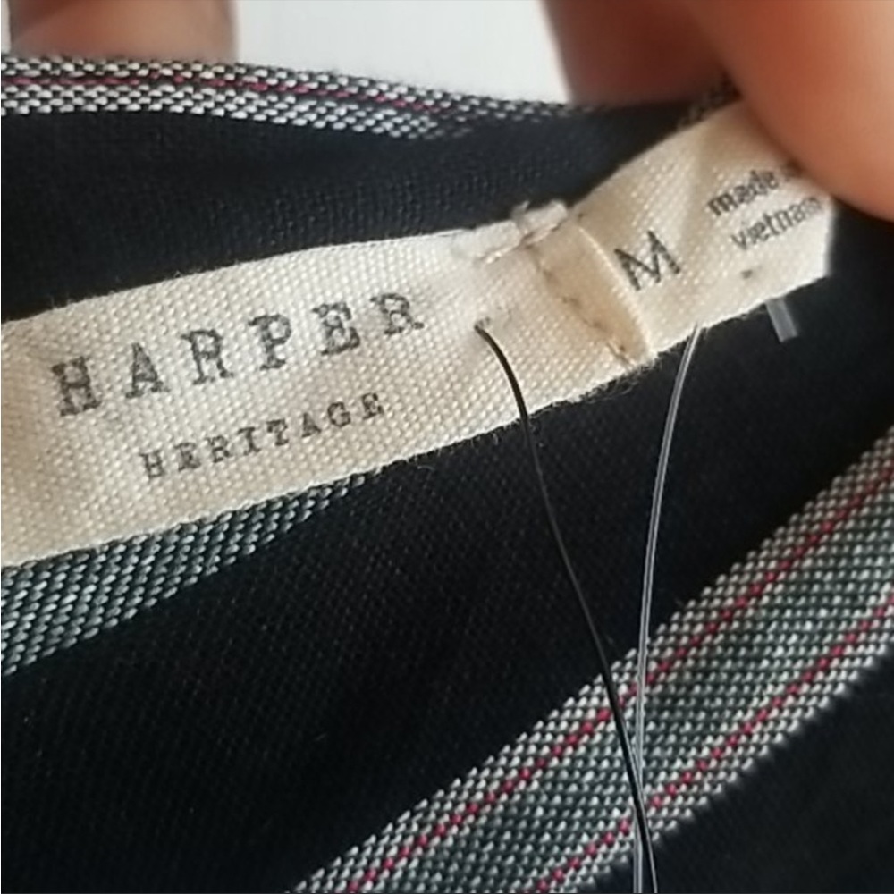 NWT Harper Heritage Boutique Black Striped Cropped One Piece Pantsuit Size M - Picture 7 of 7